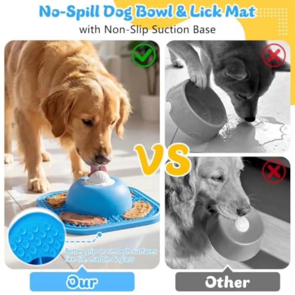 Slow Feeder Dog Lick Bowl With Anti Slip Rolling Ball Toy