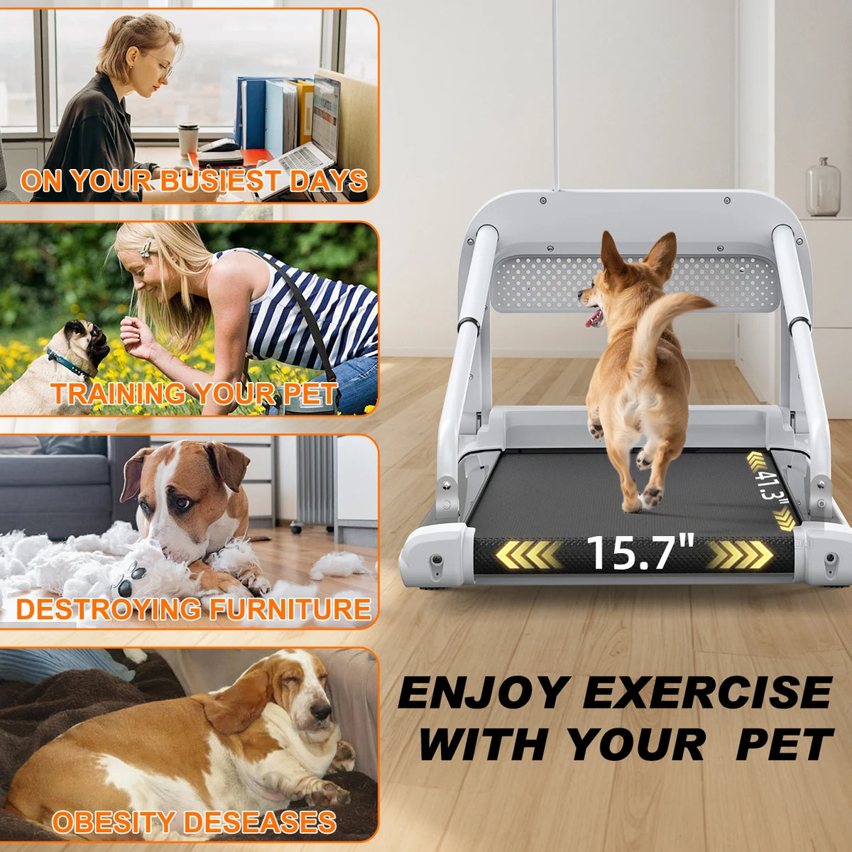 Quiet Smart Pet Treadmill For Dogs Adjustable Speed Foldable Design