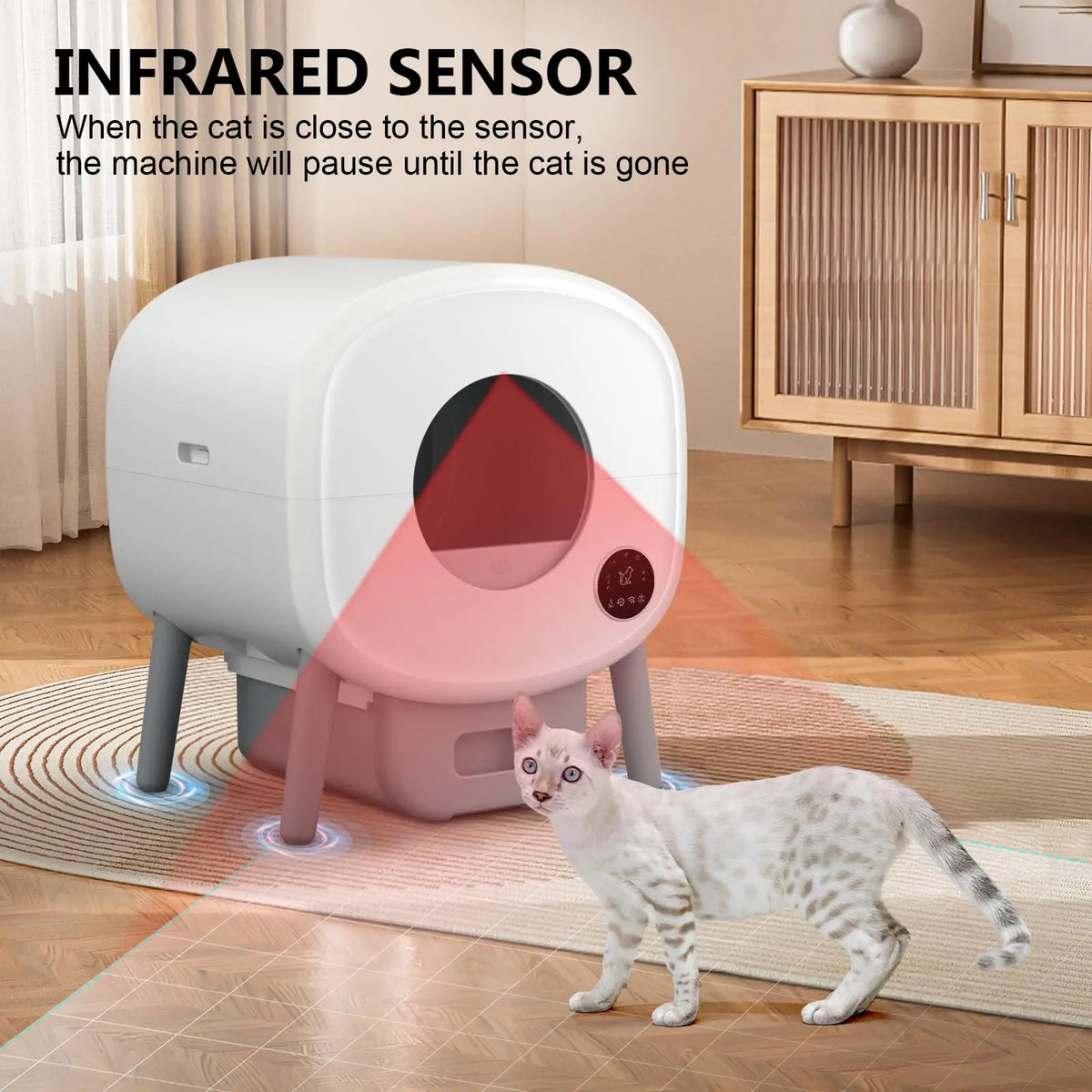 Smart Automatic Cat Litter Box With App Controlled Safety Sensors