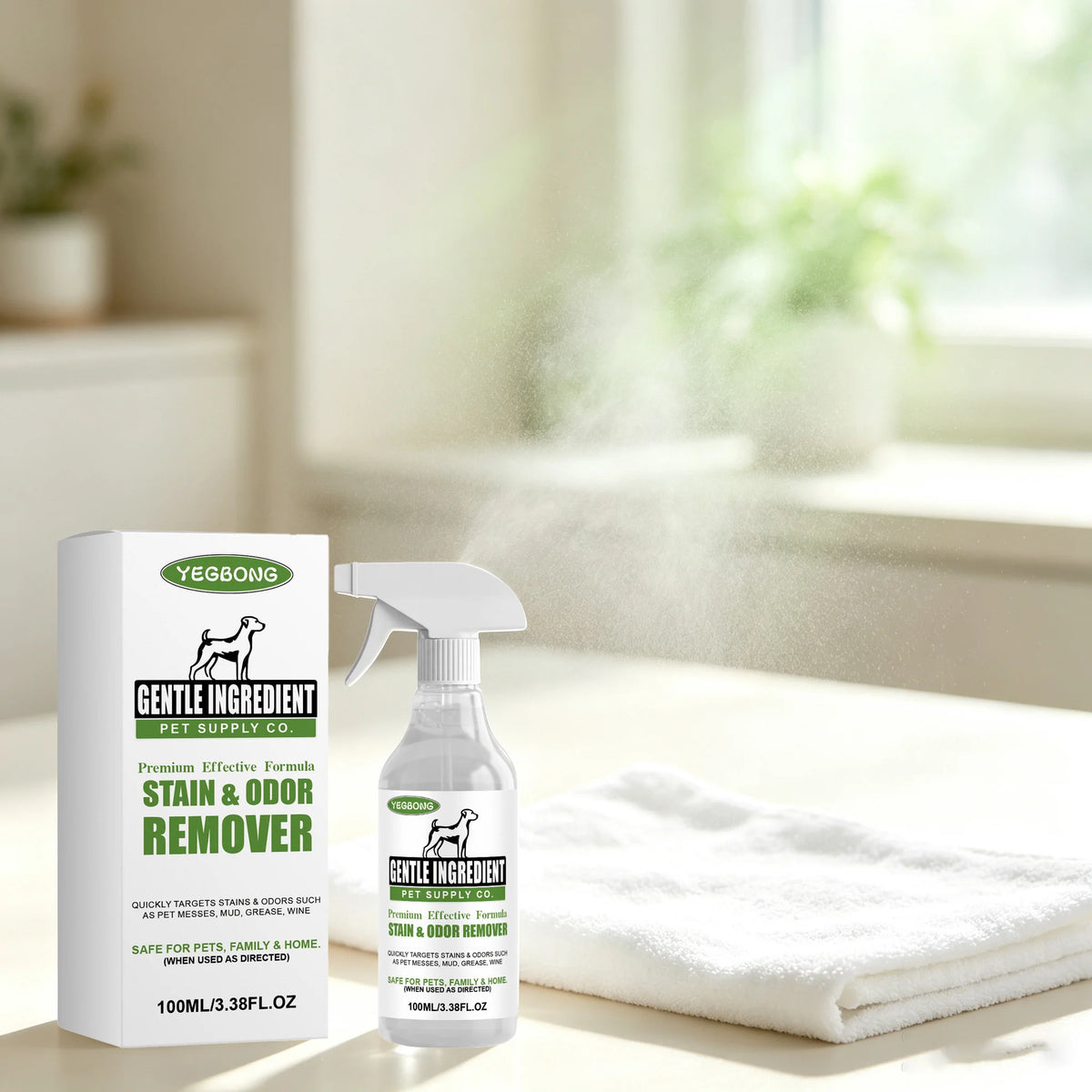Yegbong Natural Gentle Pet Stain Cleaner Spray Odor Removal