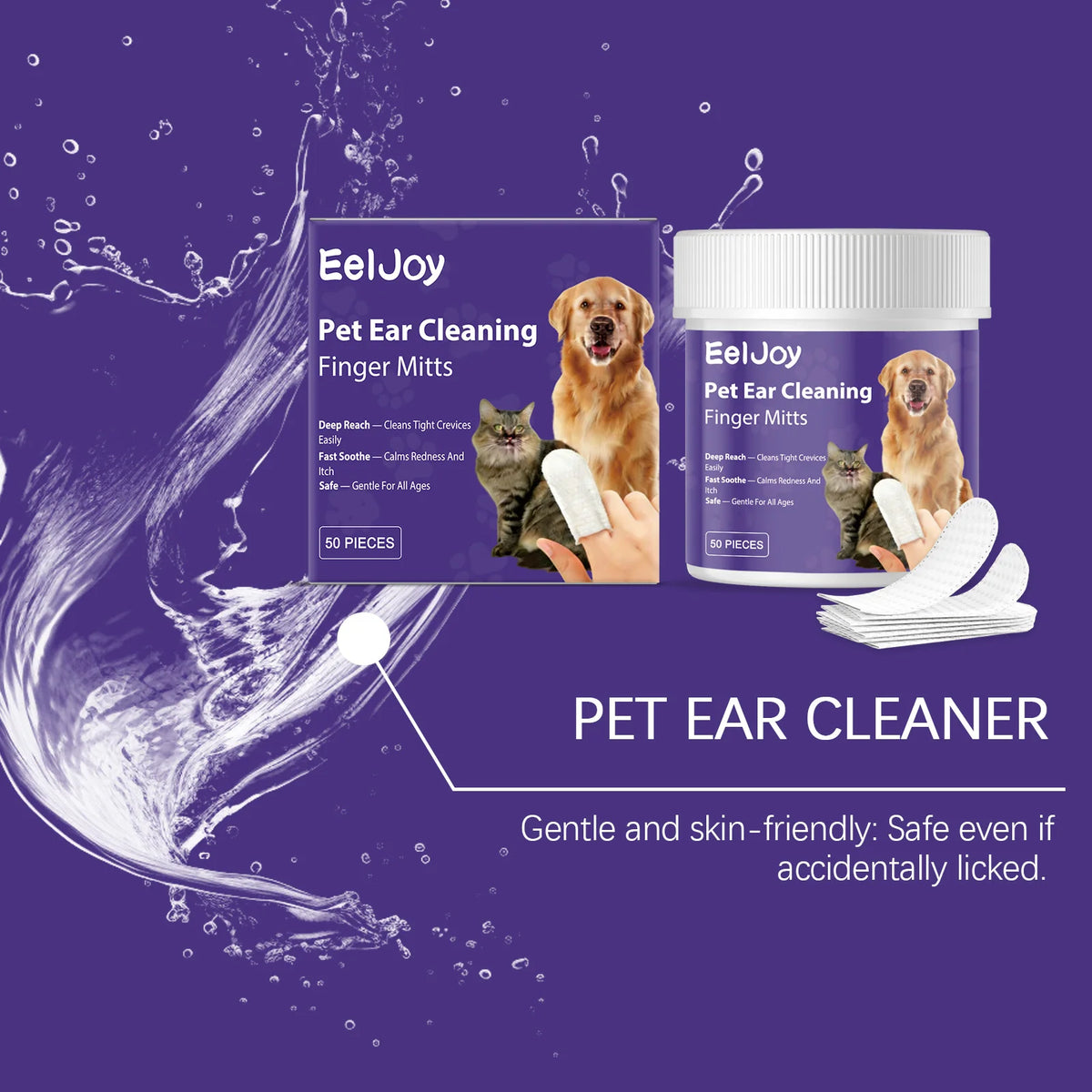 Gentle Pet Ear Cleaning Finger Cots For Dogs And Cats