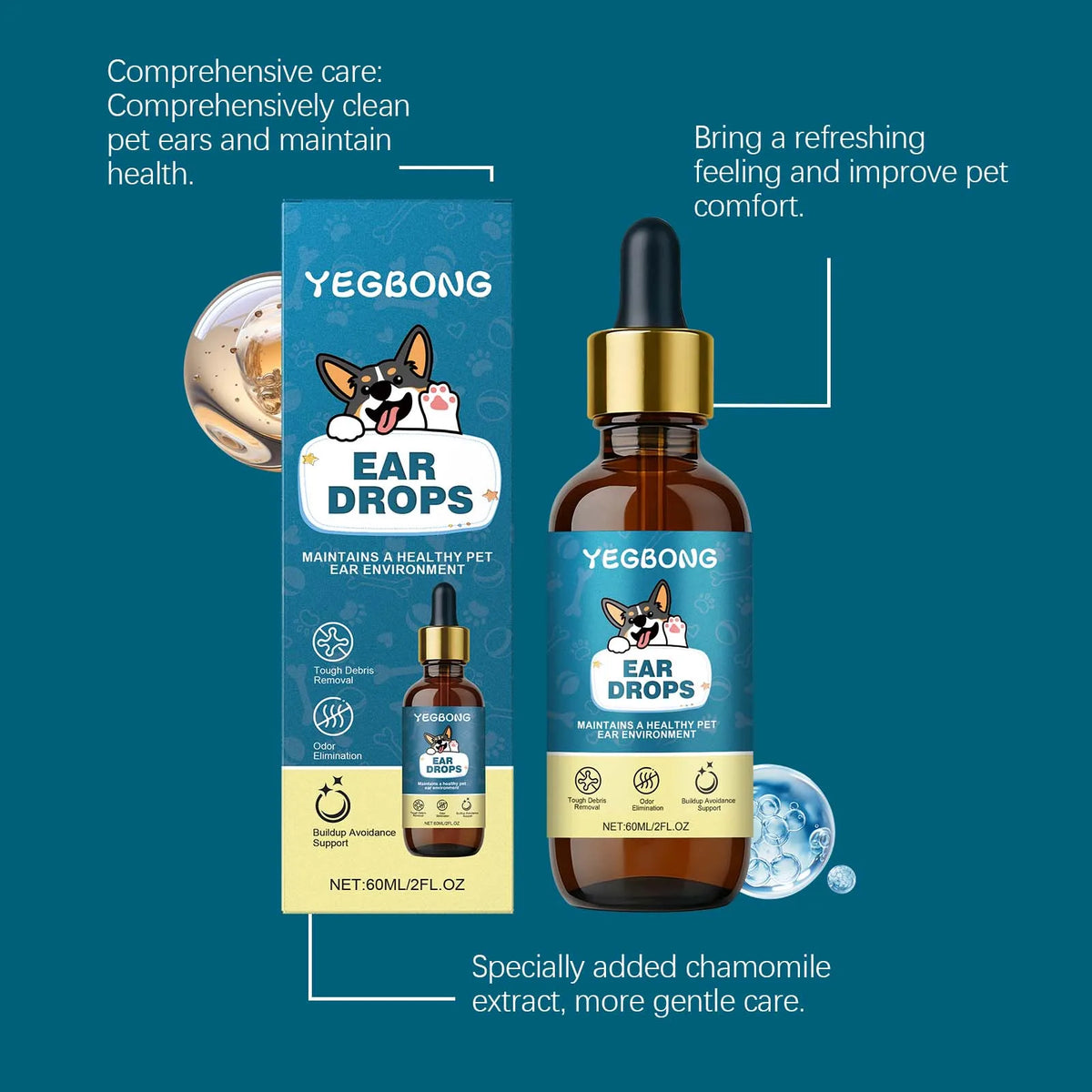 Yegbong Natural Pet Ear Care Drops For Dogs And Cats