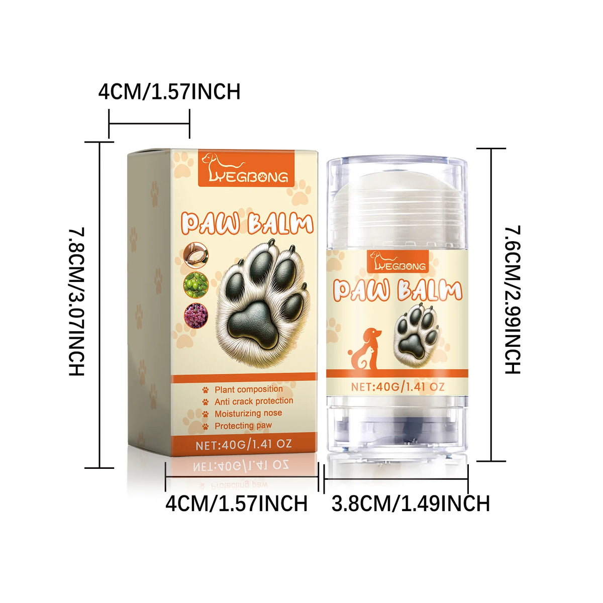 Yegbong Deep Moisturizing Pet Paw Balm Stick Plant Formula