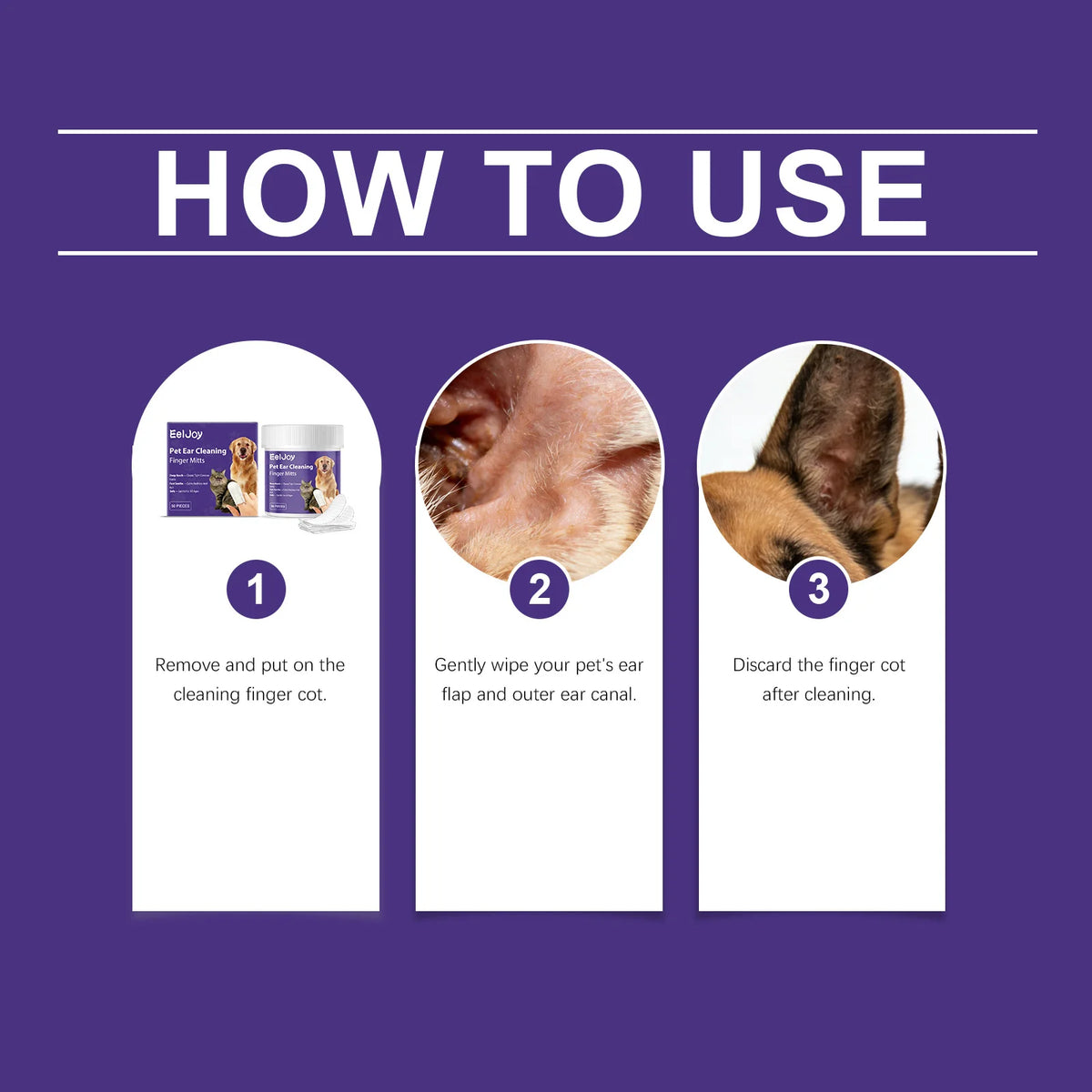 Gentle Pet Ear Cleaning Finger Cots For Dogs And Cats