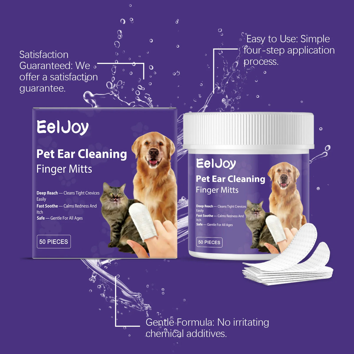 Gentle Pet Ear Cleaning Finger Cots For Dogs And Cats