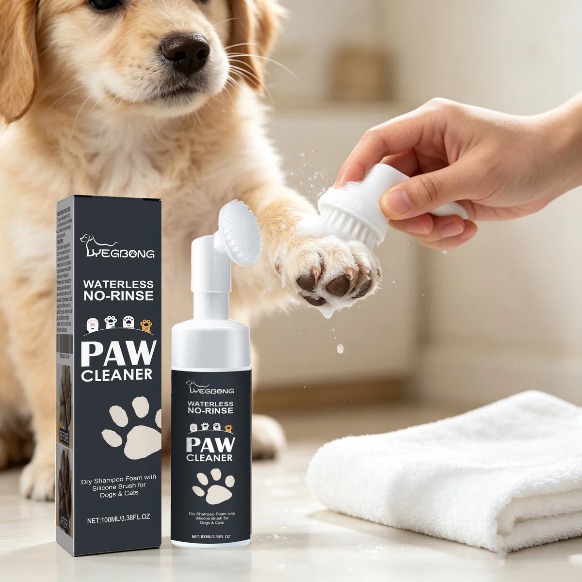 Yegbong Pet Paw Dry Shampoo Mousse for Dogs and Cats