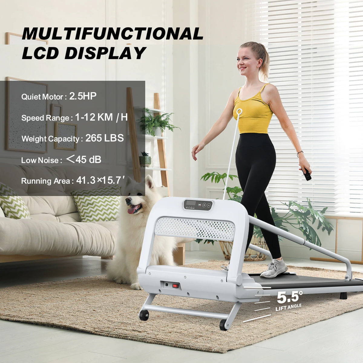 Quiet Smart Pet Treadmill For Dogs Adjustable Speed Foldable Design
