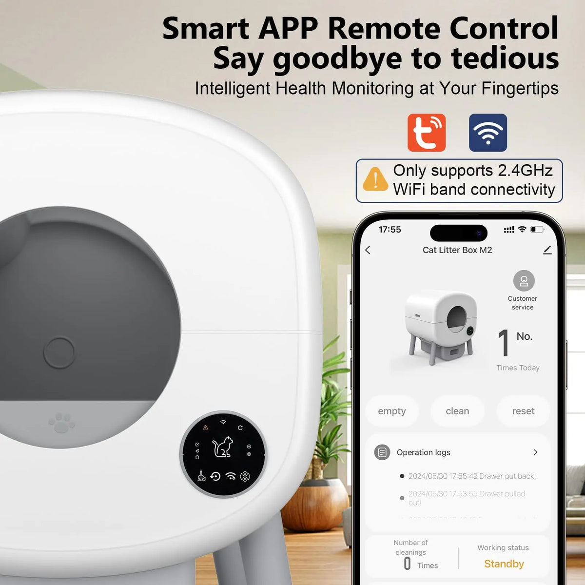 Smart Automatic Cat Litter Box With App Controlled Safety Sensors