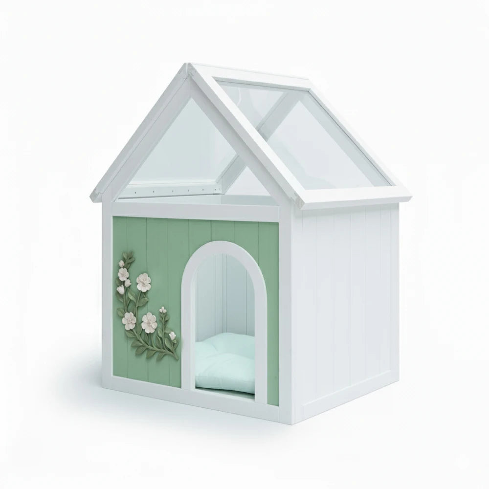 Waterproof Indoor Wooden Pet House With Clear Acrylic Roof