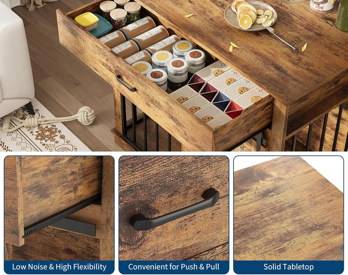 HiMiss Decorative Dog Crate End Table With Barn Door Furniture