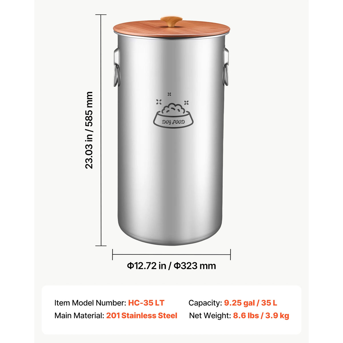 Stainless Steel Airtight Dog Food Storage Container With Dual Handles