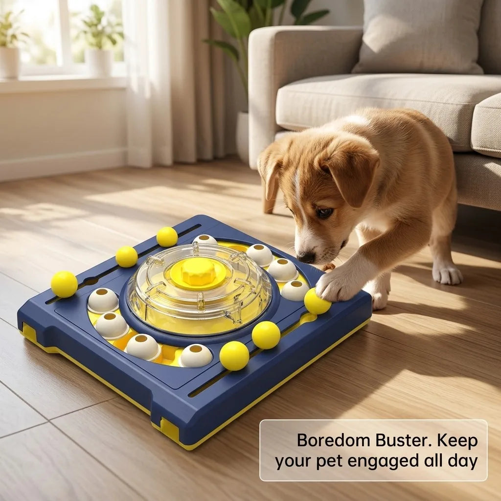 Durable Turntable Dog Puzzle Toy With Interactive Treat Dispenser