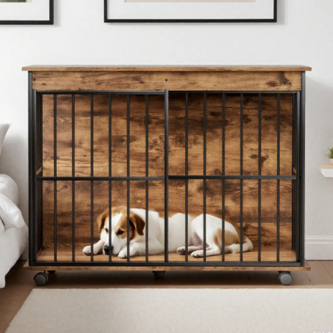 Sturdy Wooden Dog Crate Furniture With Sliding Door