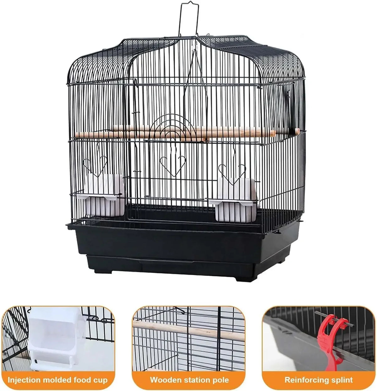 Portable Metal Bird Travel Cage With Perches And Feeder