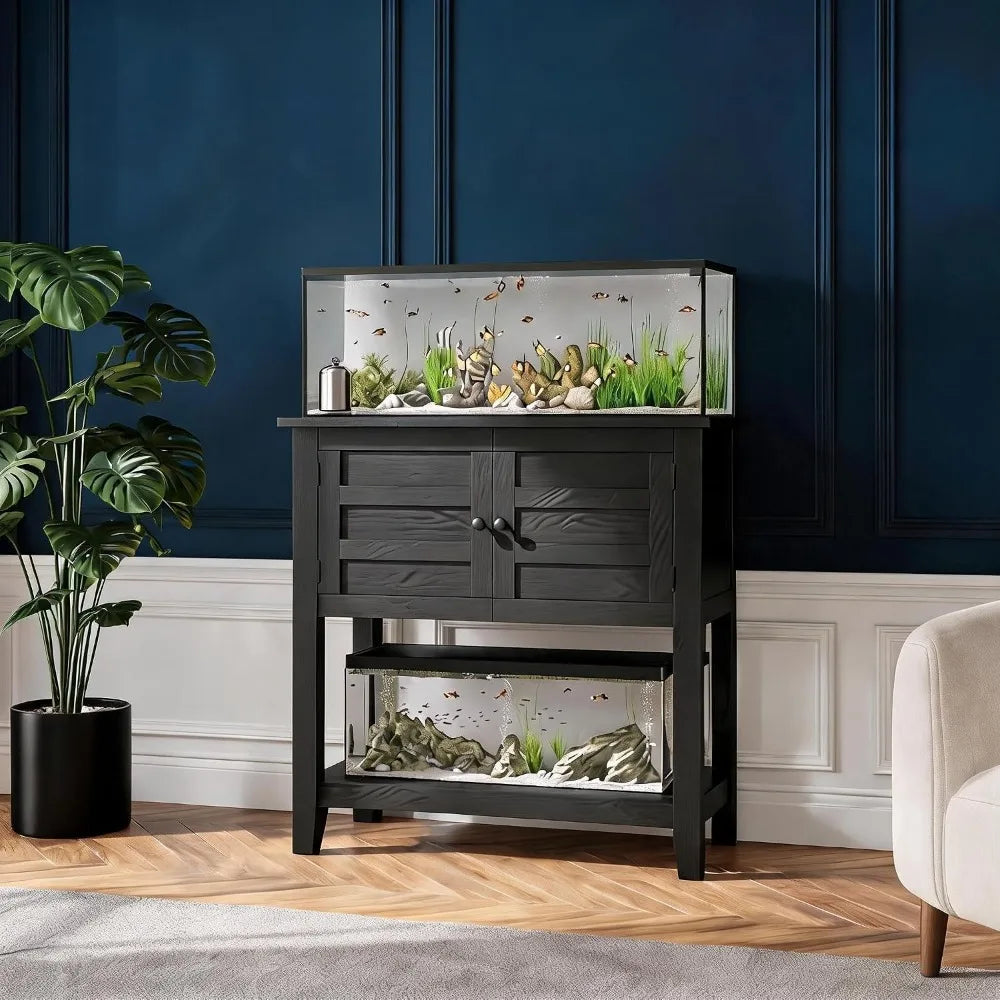 Heavy Duty Steel Aquarium Stand With Magnetic Doors And Charging