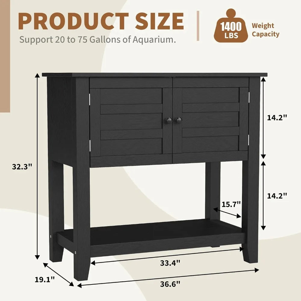 Heavy Duty Steel Aquarium Stand With Magnetic Doors And Charging