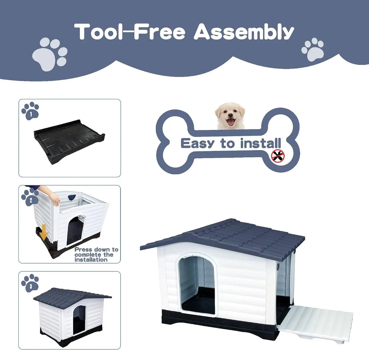 Twisterck Waterproof Dog House Featuring Elevated Porch Design