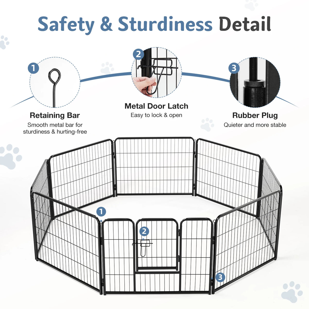 JHK Foldable Metal Dog Playpen For Indoor Outdoor Use