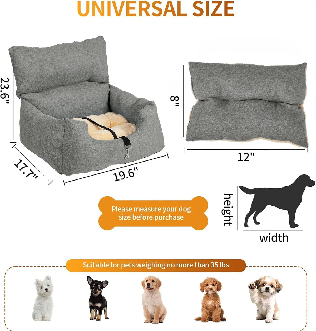 HiMiss Elevated Dog Booster Car Seat With Washable Cushion