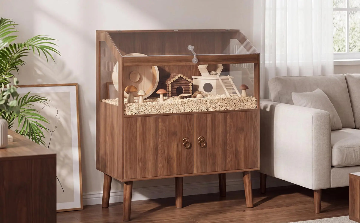 Wooden Hamster Cage Spacious Small Pet Home Enclosure