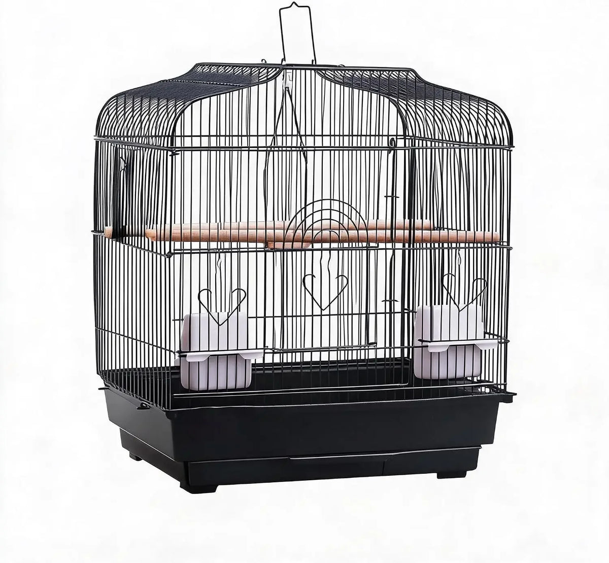 Portable Metal Bird Travel Cage With Perches And Feeder