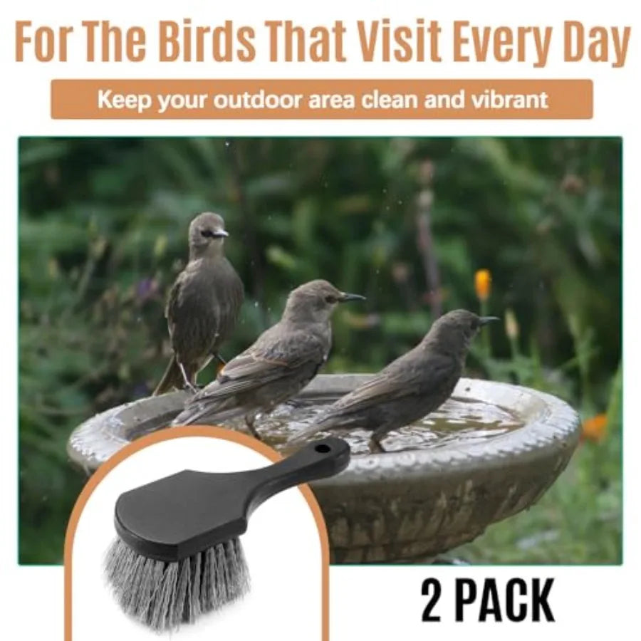 Stiff Bristle Bird Bath Cleaning Brush With Ergonomic Handle