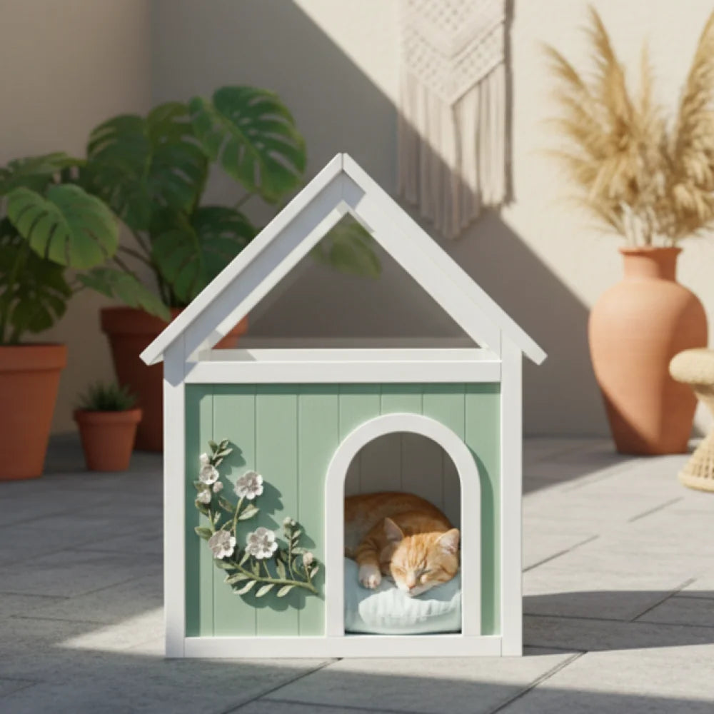 Waterproof Indoor Wooden Pet House With Clear Acrylic Roof