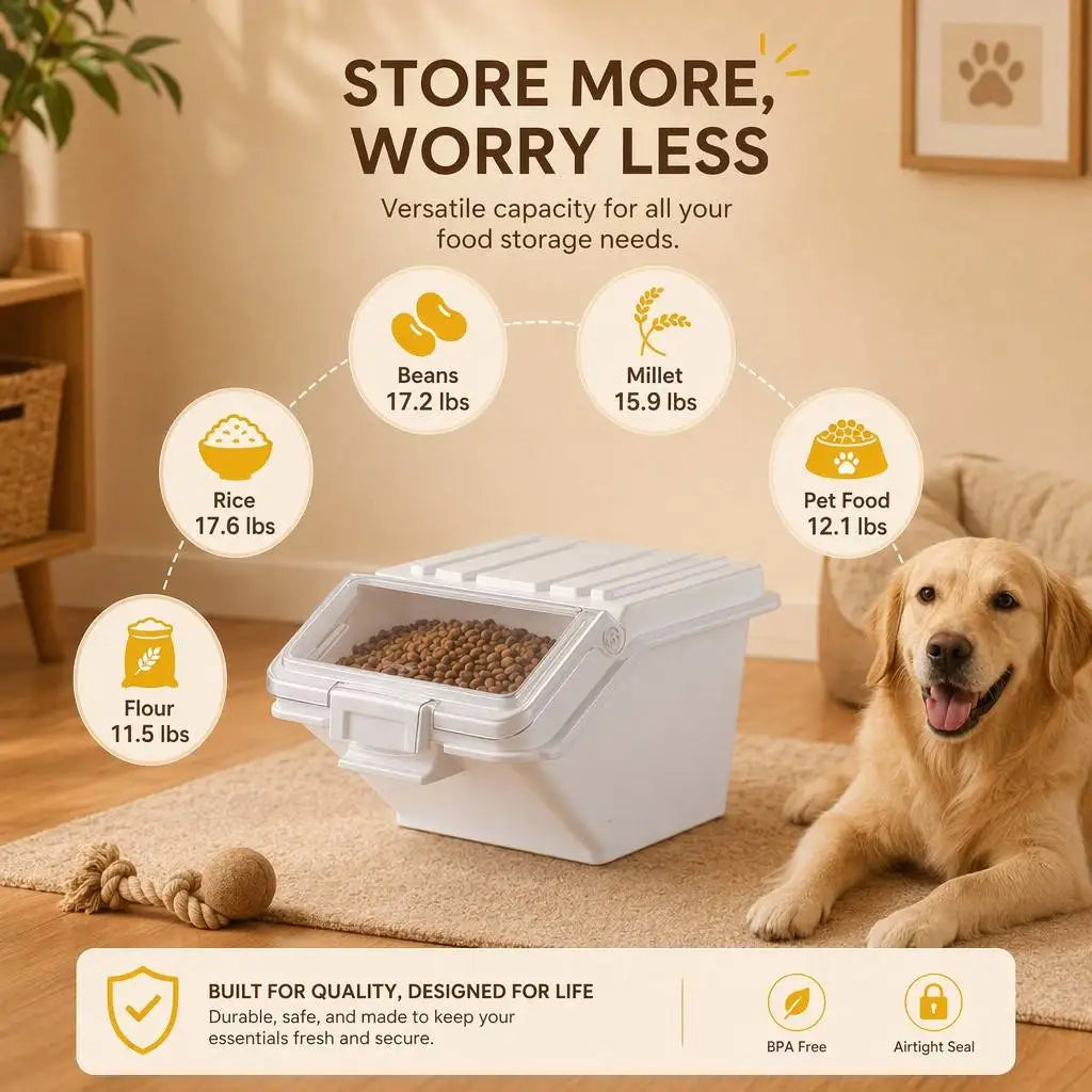 Premium Airtight Dog Food Storage Container With Measuring Scoop