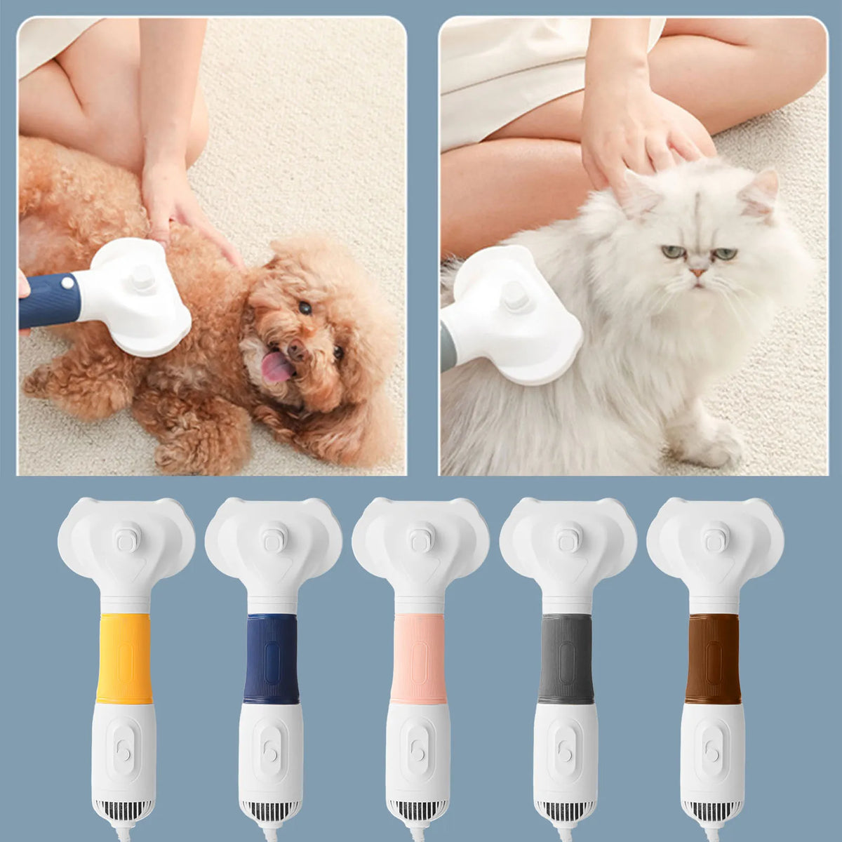 3In1 Pet Hair Dryer With Slicker Brush Low Noise Grooming