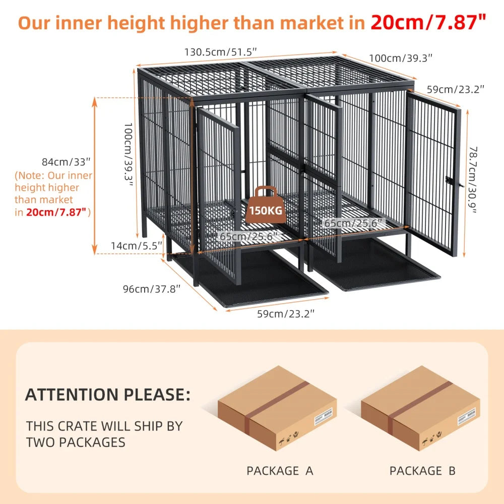 Borwart Heavy Duty Dog Crate With Removable Divider Tray
