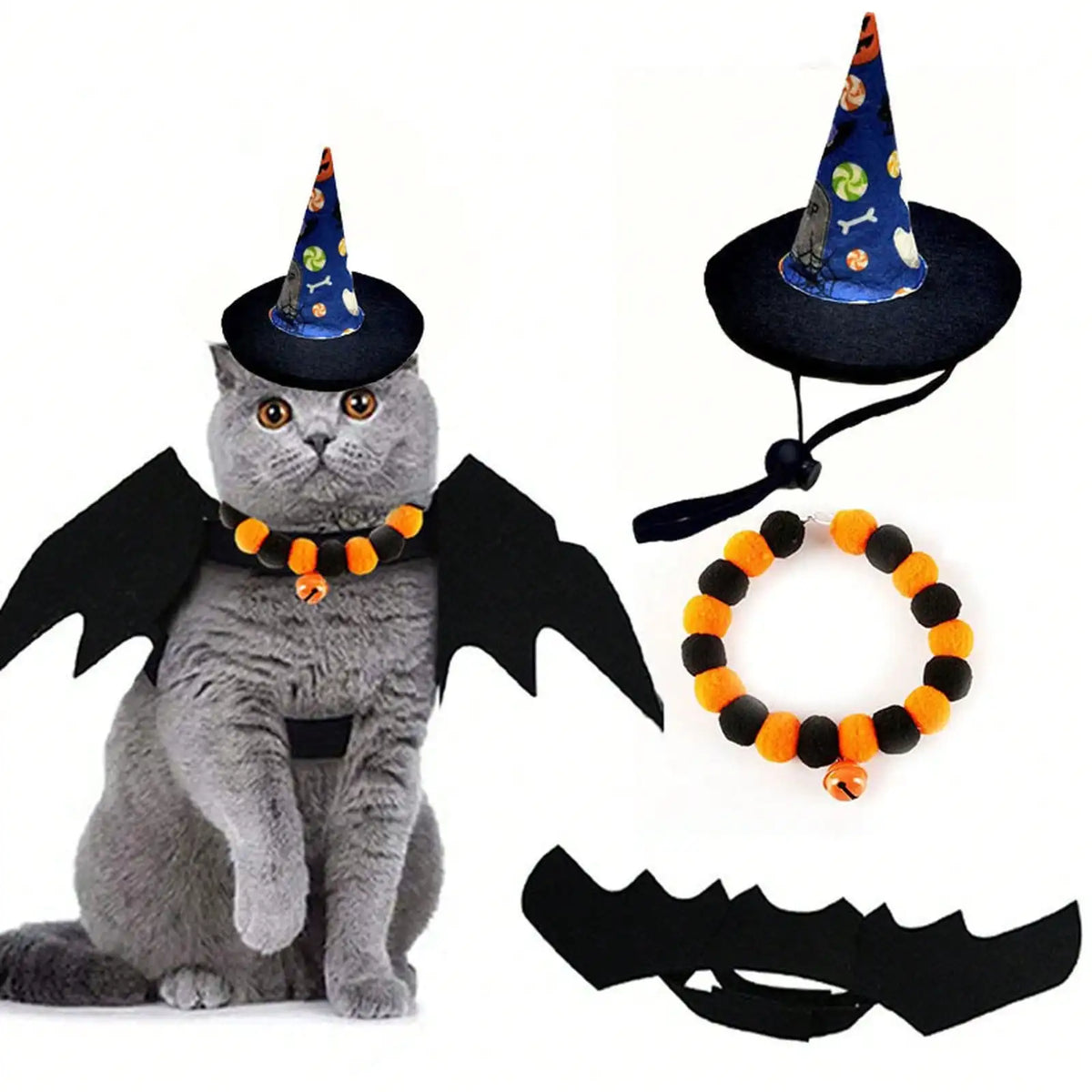 Halloween Pet Costume And Accessory Set For Cats And Dogs