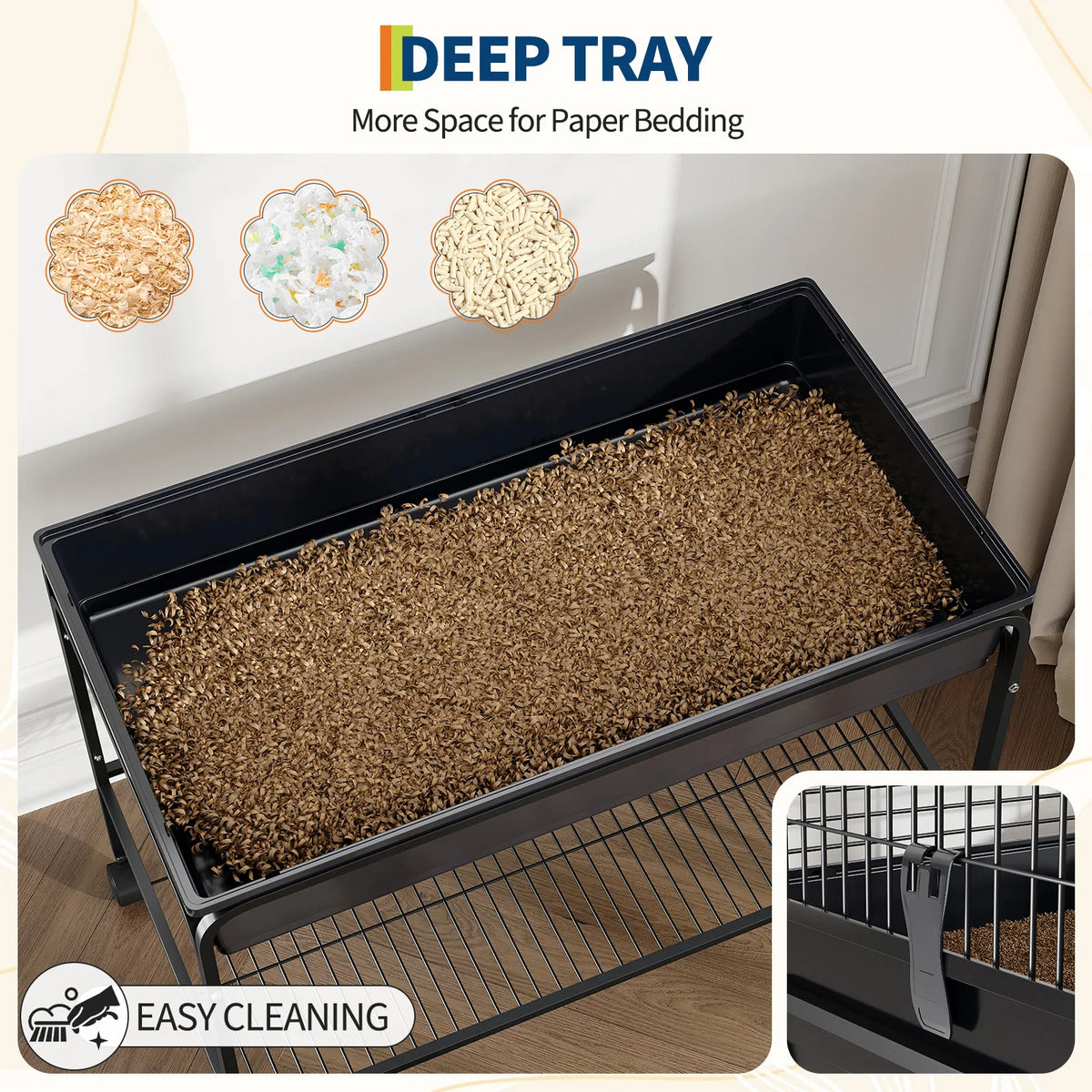 Amkui Elevated Rolling Small Animal Cage With Shelf