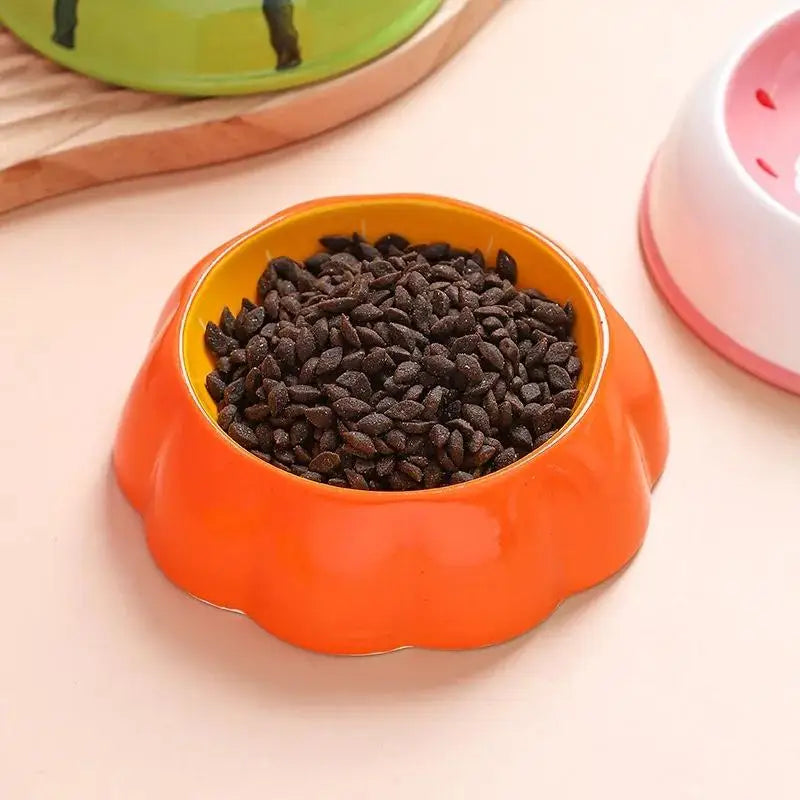 Ceramic Watermelon Cat Food Bowl With Slow Feeder Design