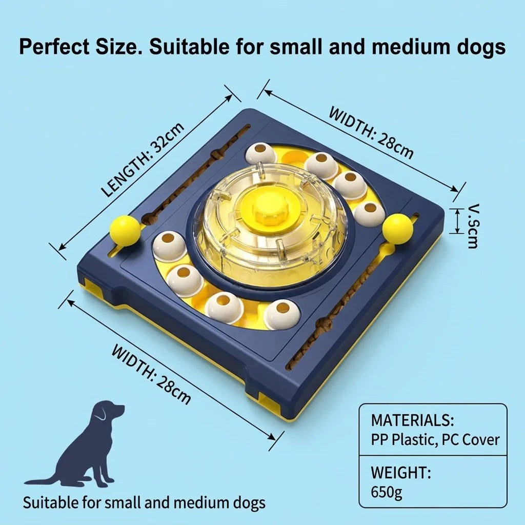 Durable Turntable Dog Puzzle Toy With Interactive Treat Dispenser