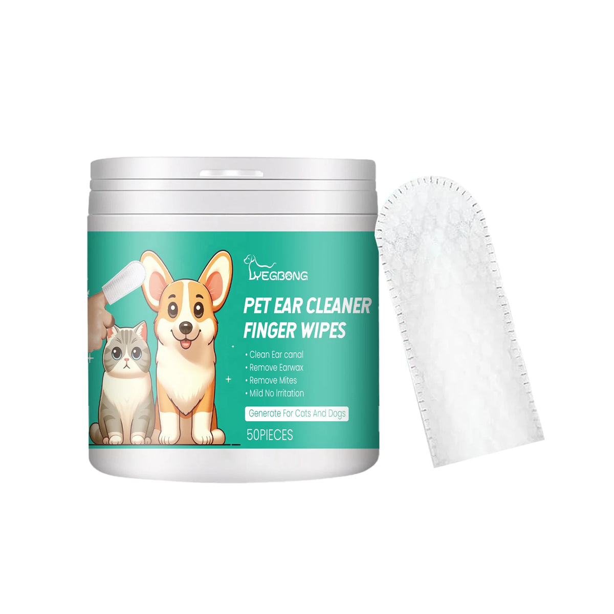 Gentle Pet Ear Cleaning Finger Wipes For Cats And Dogs