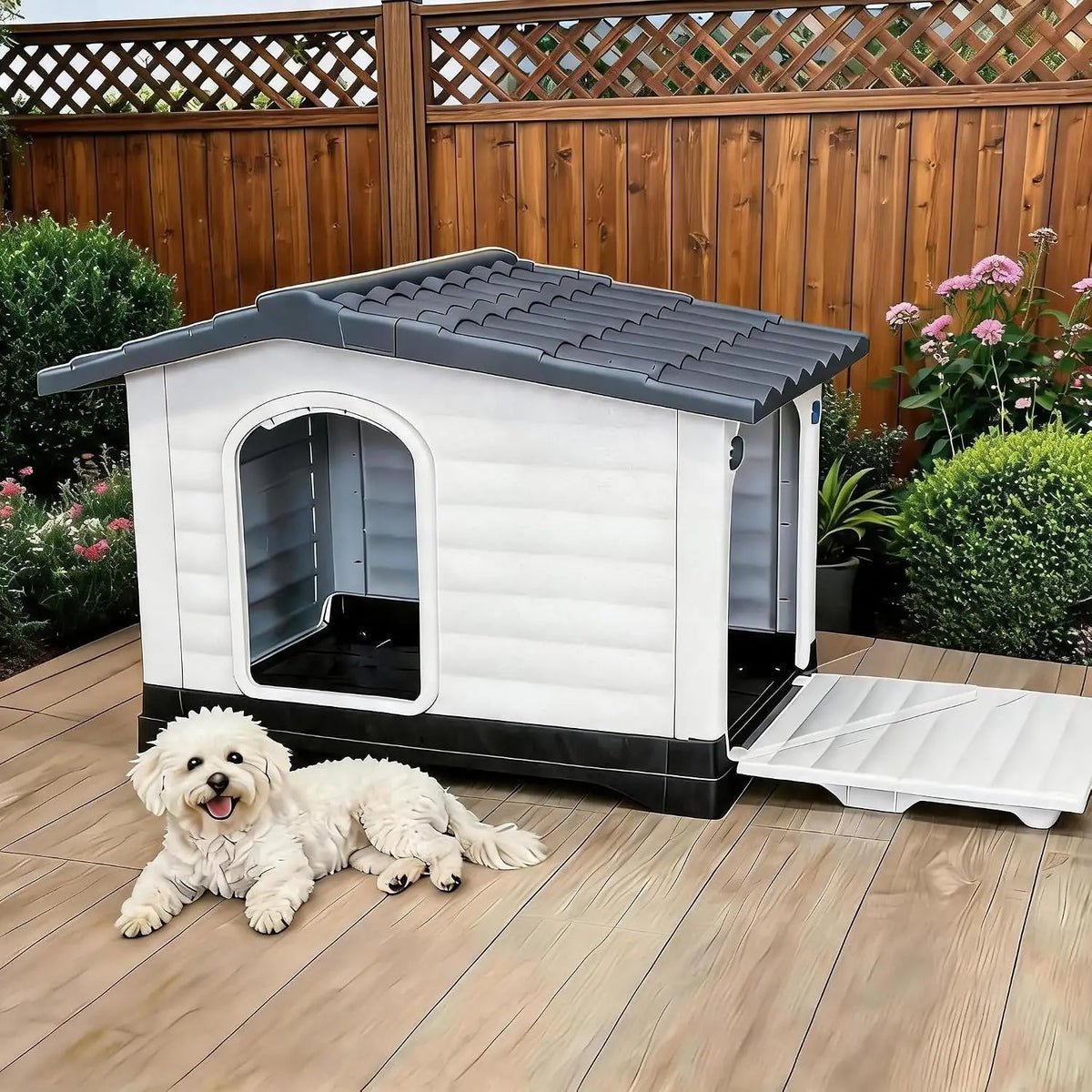 Twisterck Waterproof Dog House Featuring Elevated Porch Design