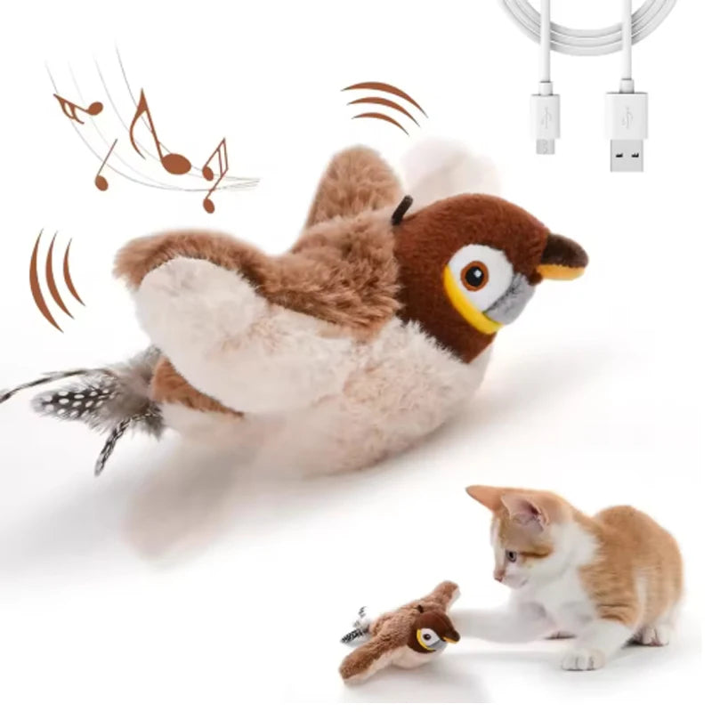 Interactive Touch Activated Plush Chirping Bird Toy For Pets