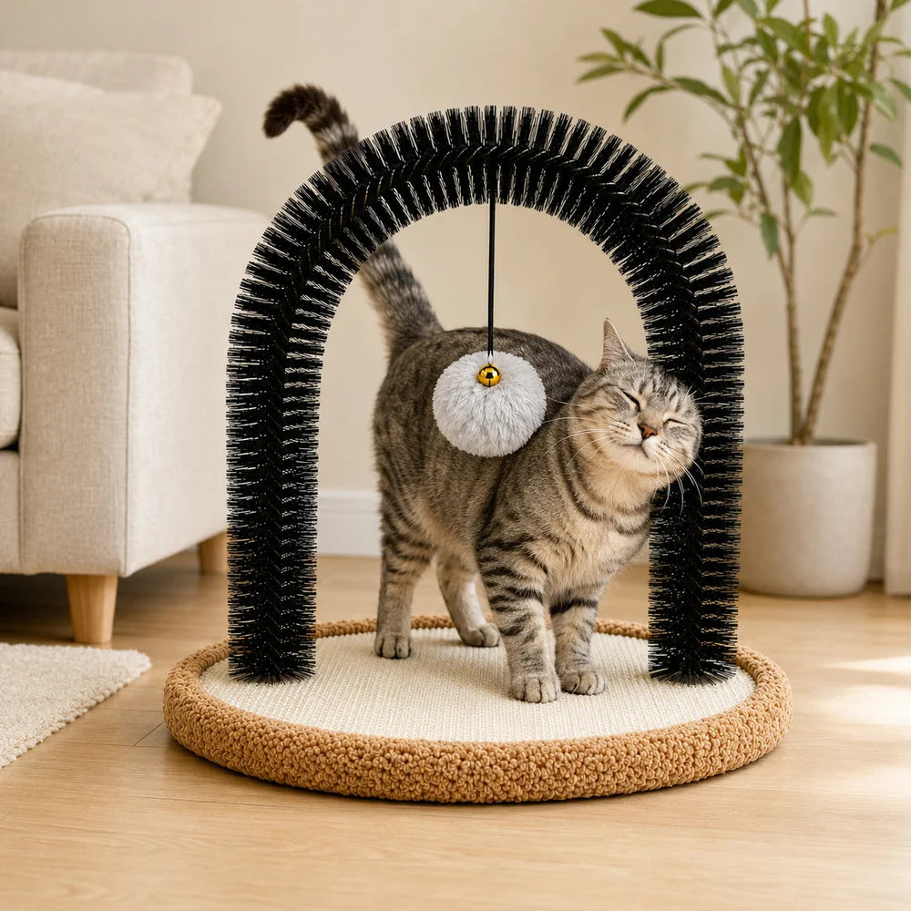 Indoor Cat Self Grooming Arch With Reversible Sisal Scratching Base