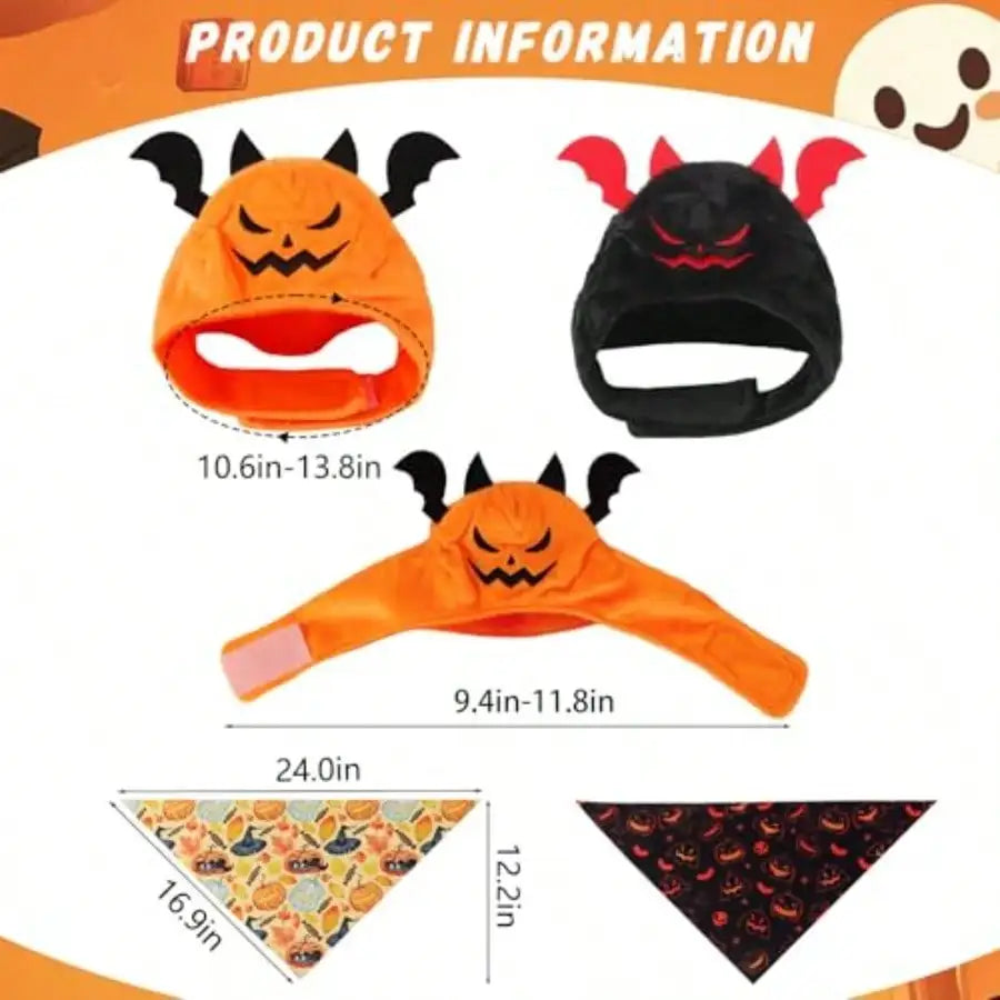 Four Piece Halloween Pet Costume With Pumpkin And Bat Designs