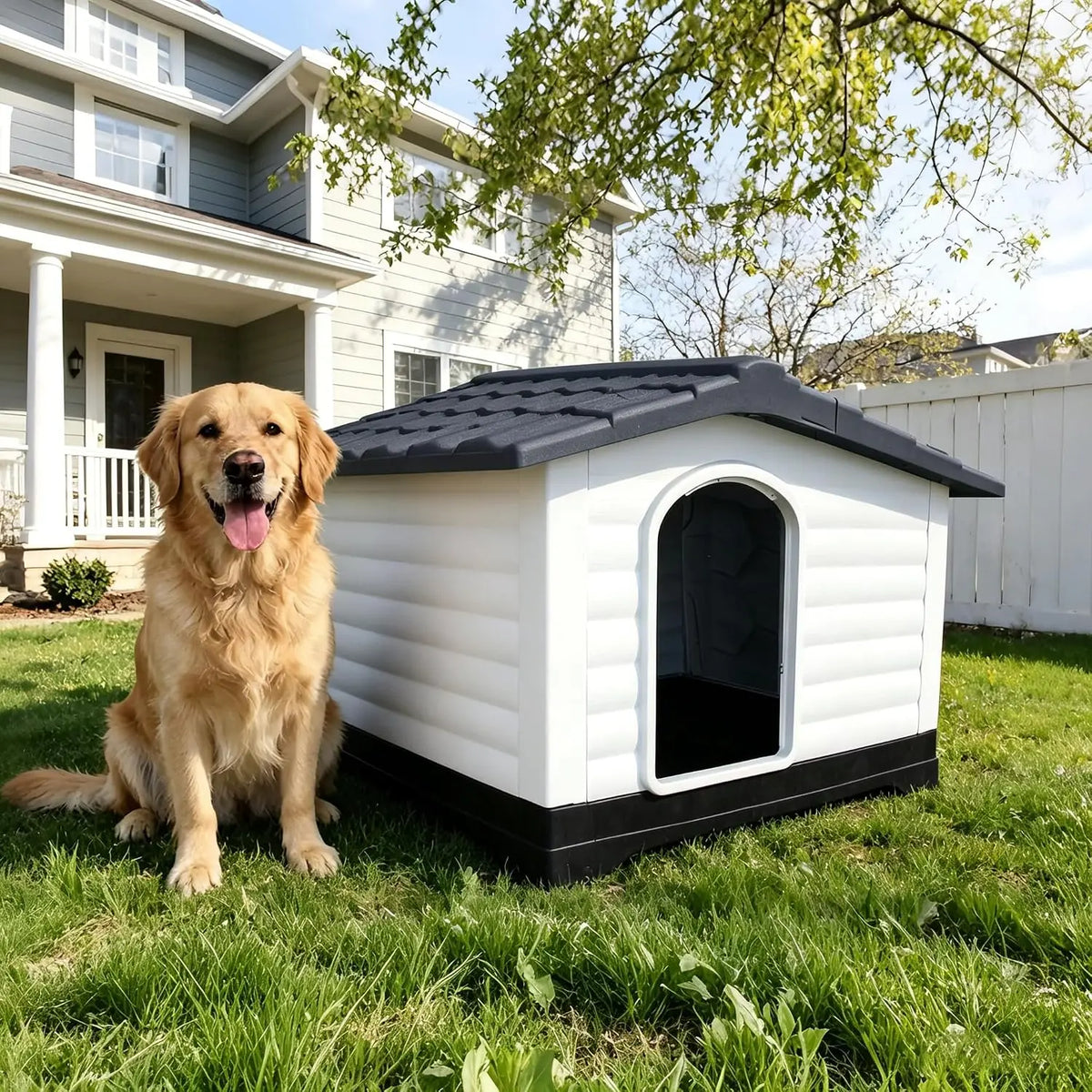 Twisterck Waterproof Dog House Featuring Elevated Porch Design