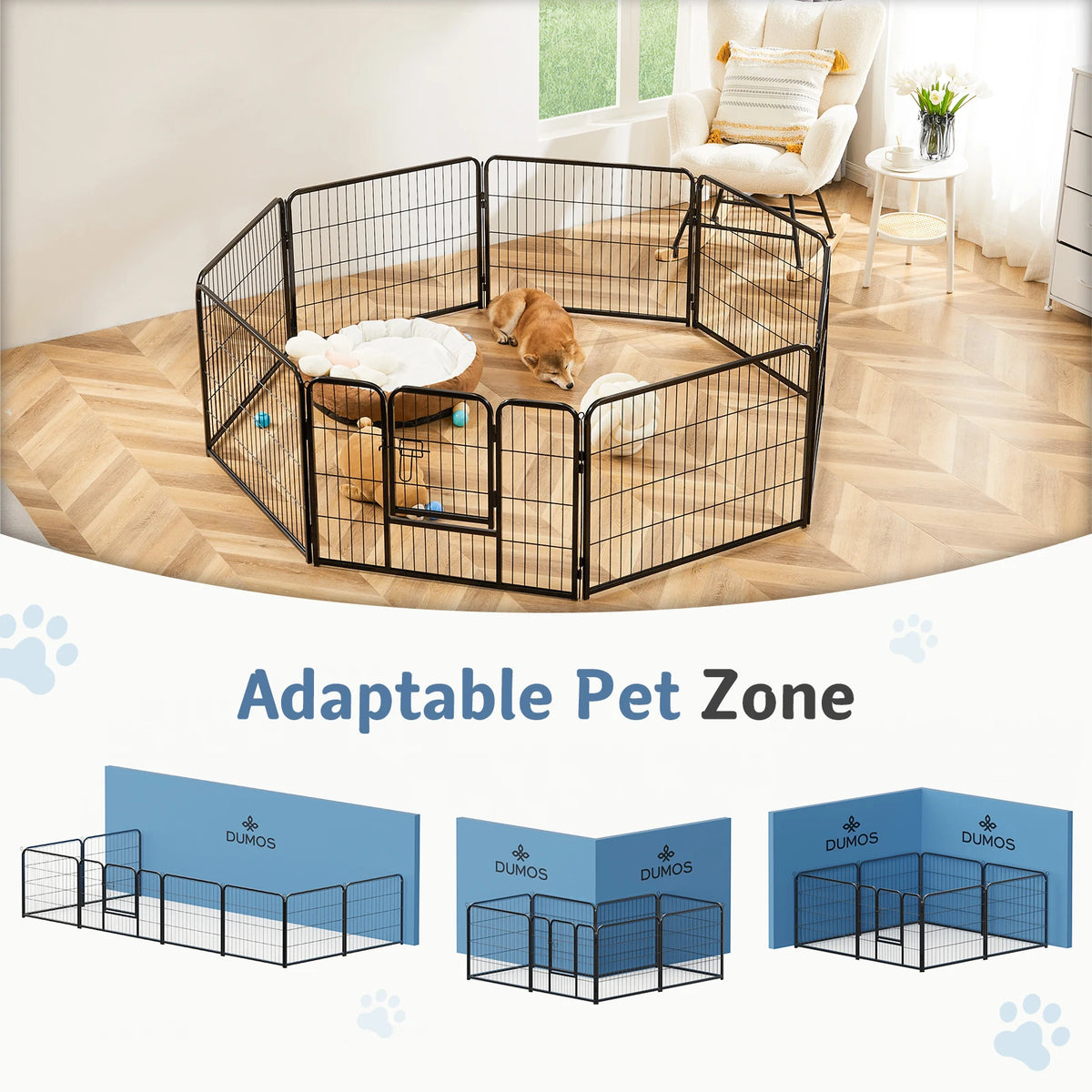 JHK Foldable Metal Dog Playpen For Indoor Outdoor Use