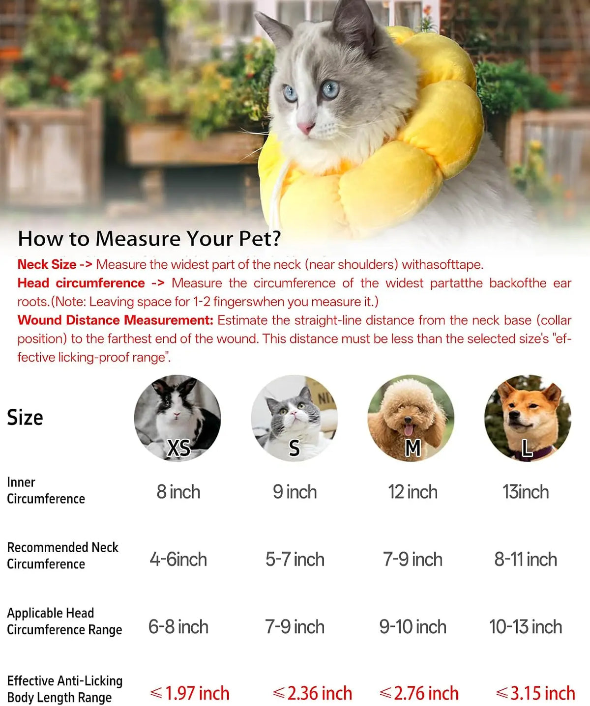 Adjustable Pet Recovery Collar For Cats And Small Dogs
