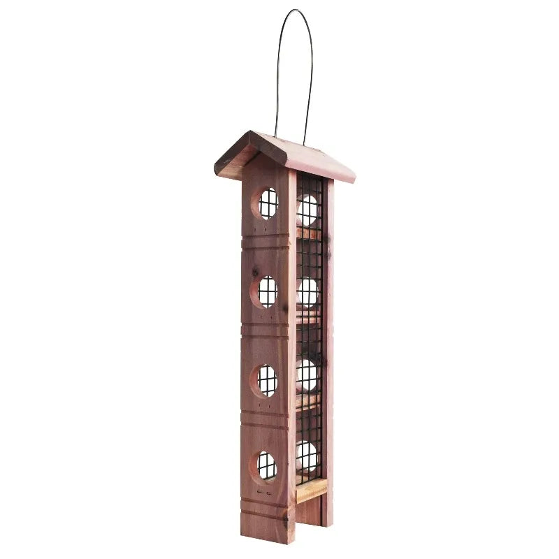 US Made Cedar Bird Suet Feeder With Four Plug Capacity