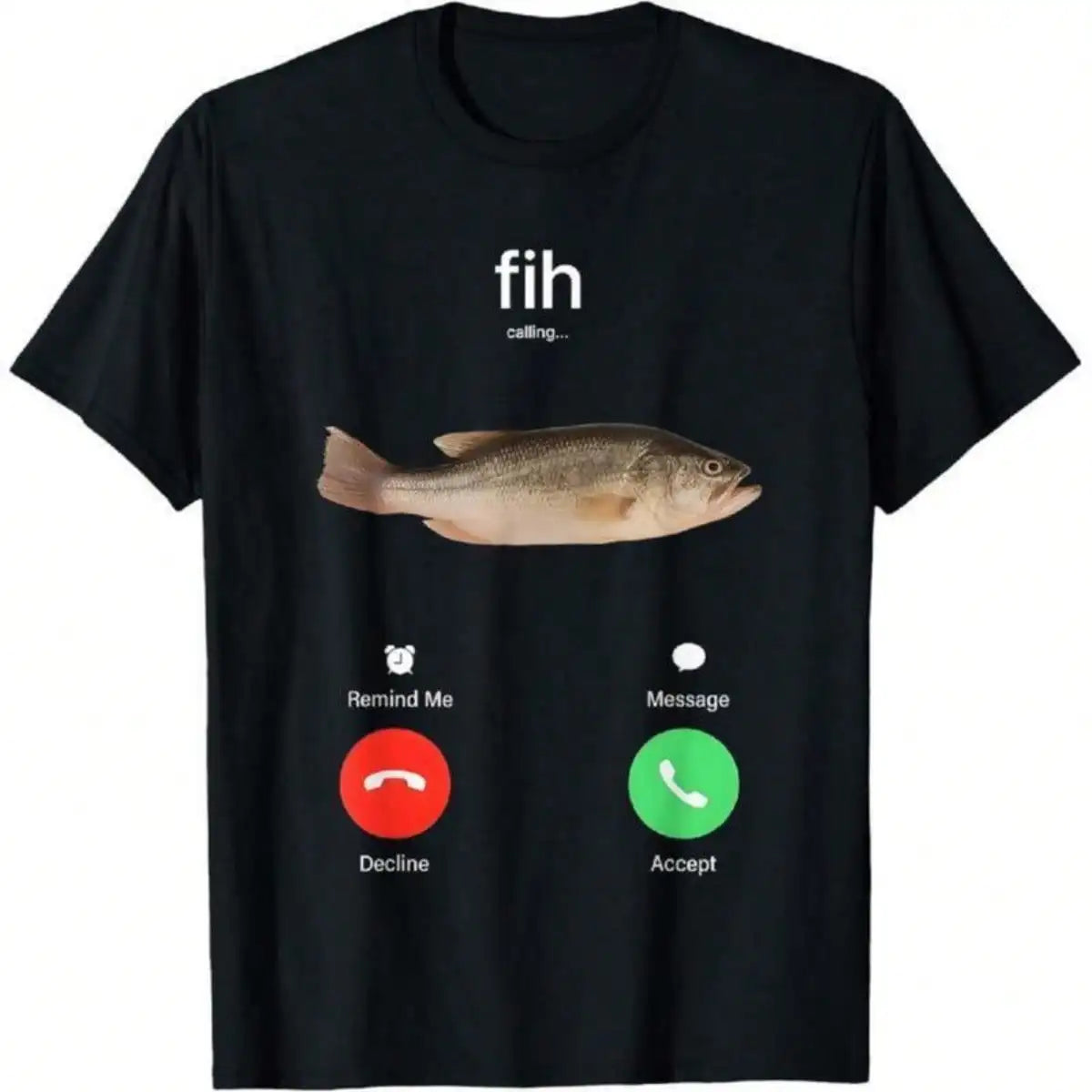 Mens Cotton Crew Neck Tee Shirt Featuring Phone Call Graphics