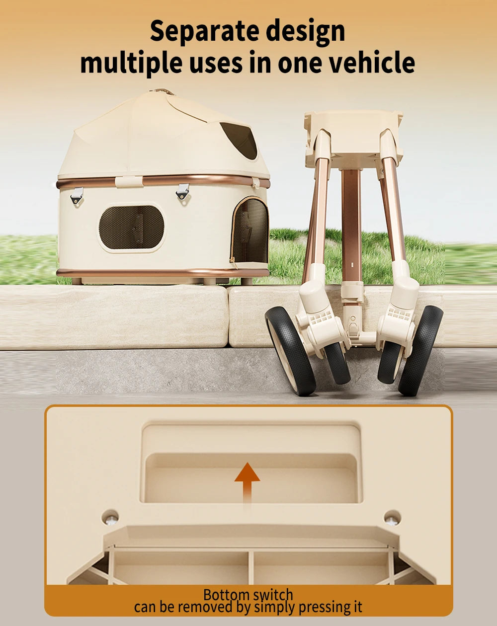 Dog And Cat Stroller Featuring Secure Restraints And Ventilation