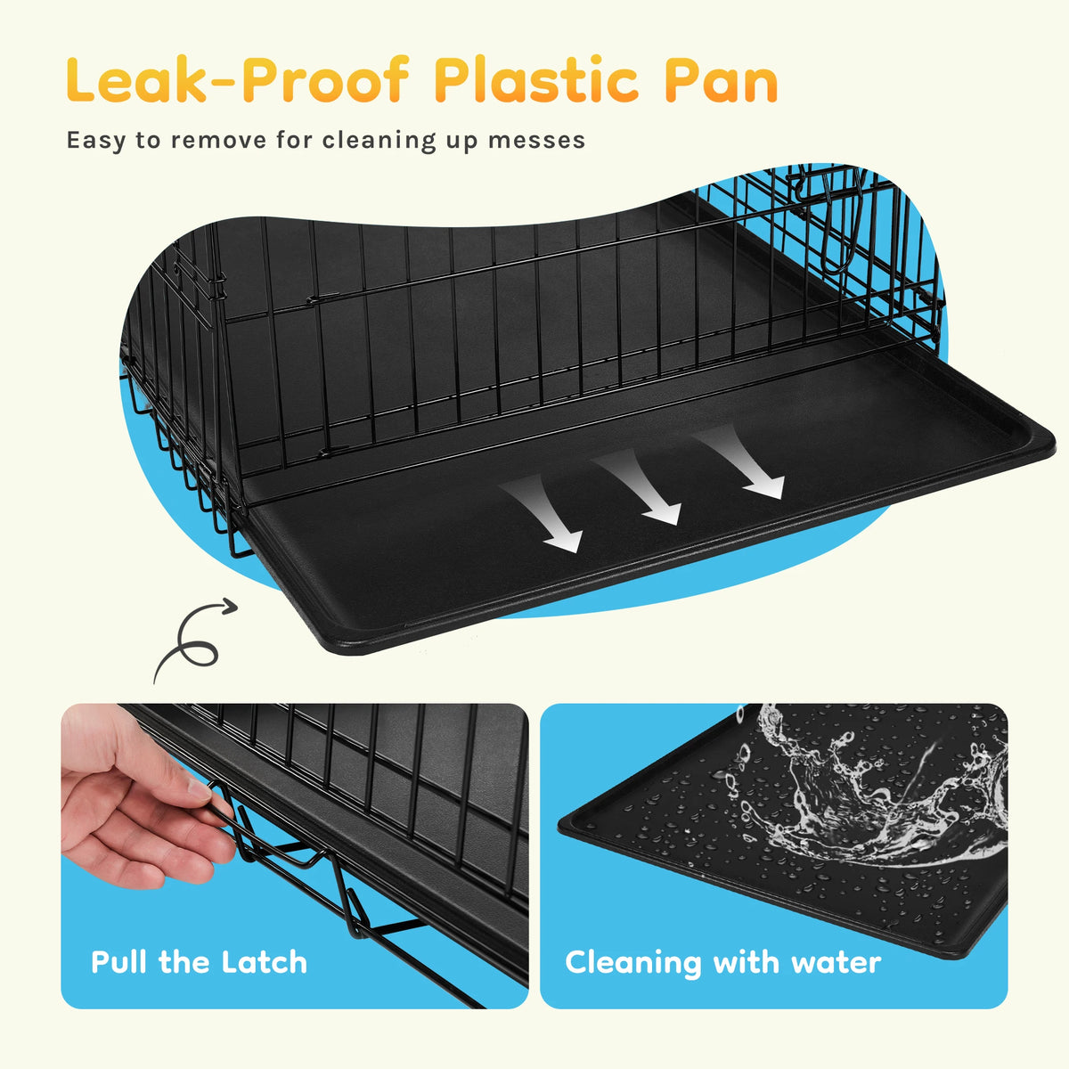 JHK Metal Wire Folding Dog Kennel With Leak Proof Pan