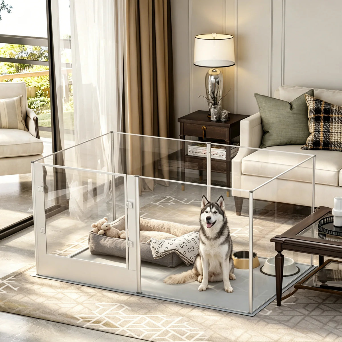 BINGOPAW Acrylic Dog Playpen For Indoor Pet Kennels Whelping Box