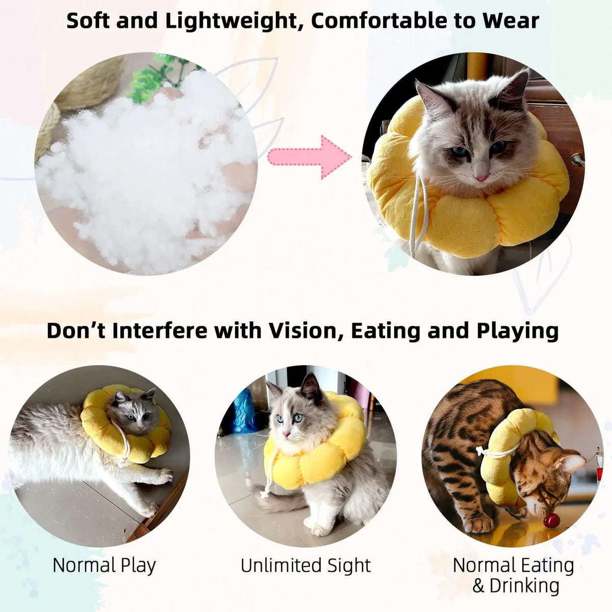 Adjustable Pet Recovery Collar For Cats And Small Dogs