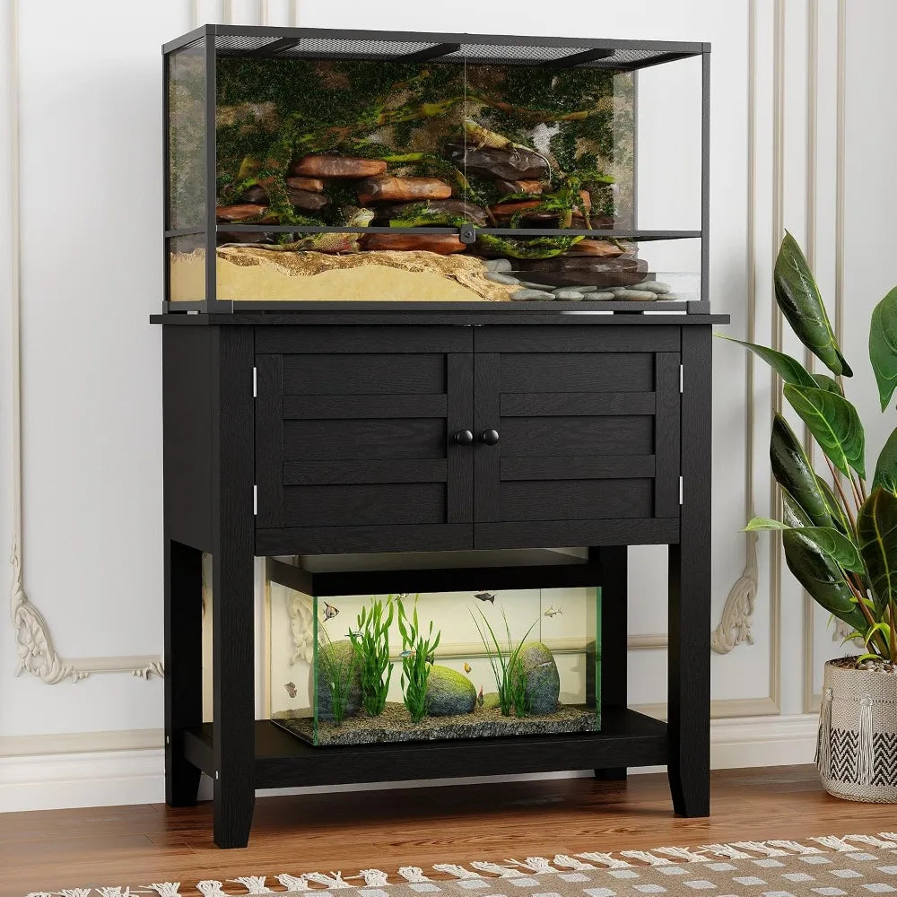 Heavy Duty Steel Aquarium Stand With Magnetic Doors And Charging