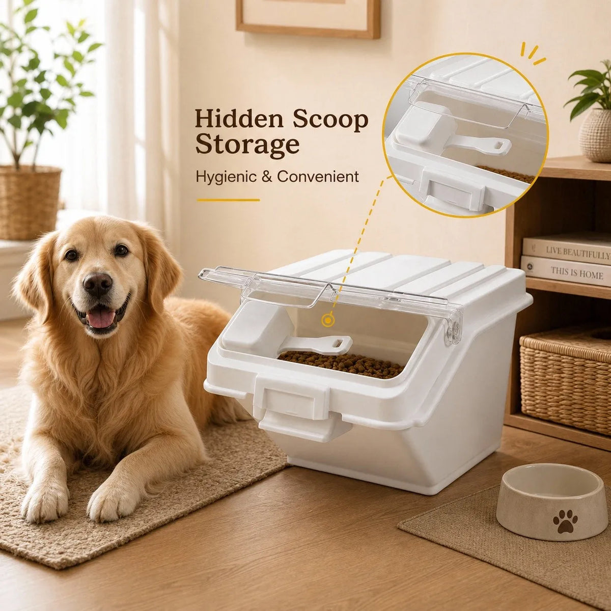 Premium Airtight Dog Food Storage Container With Measuring Scoop